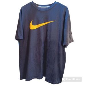 Nike Large Swoosh Dark Blue Logo T-shirt Sz 2XL